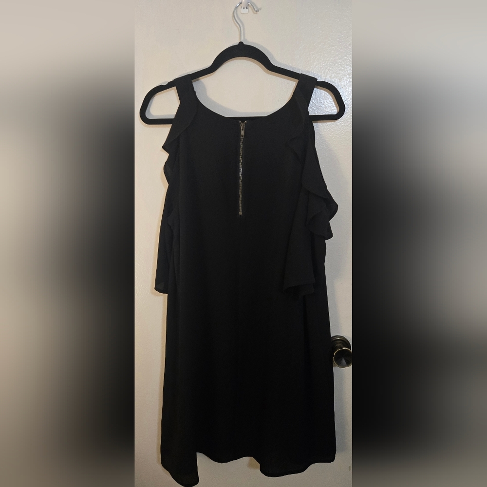 Umgee Black Ruffle Cold Shoulder Mini Dress - Picture 2 of 2